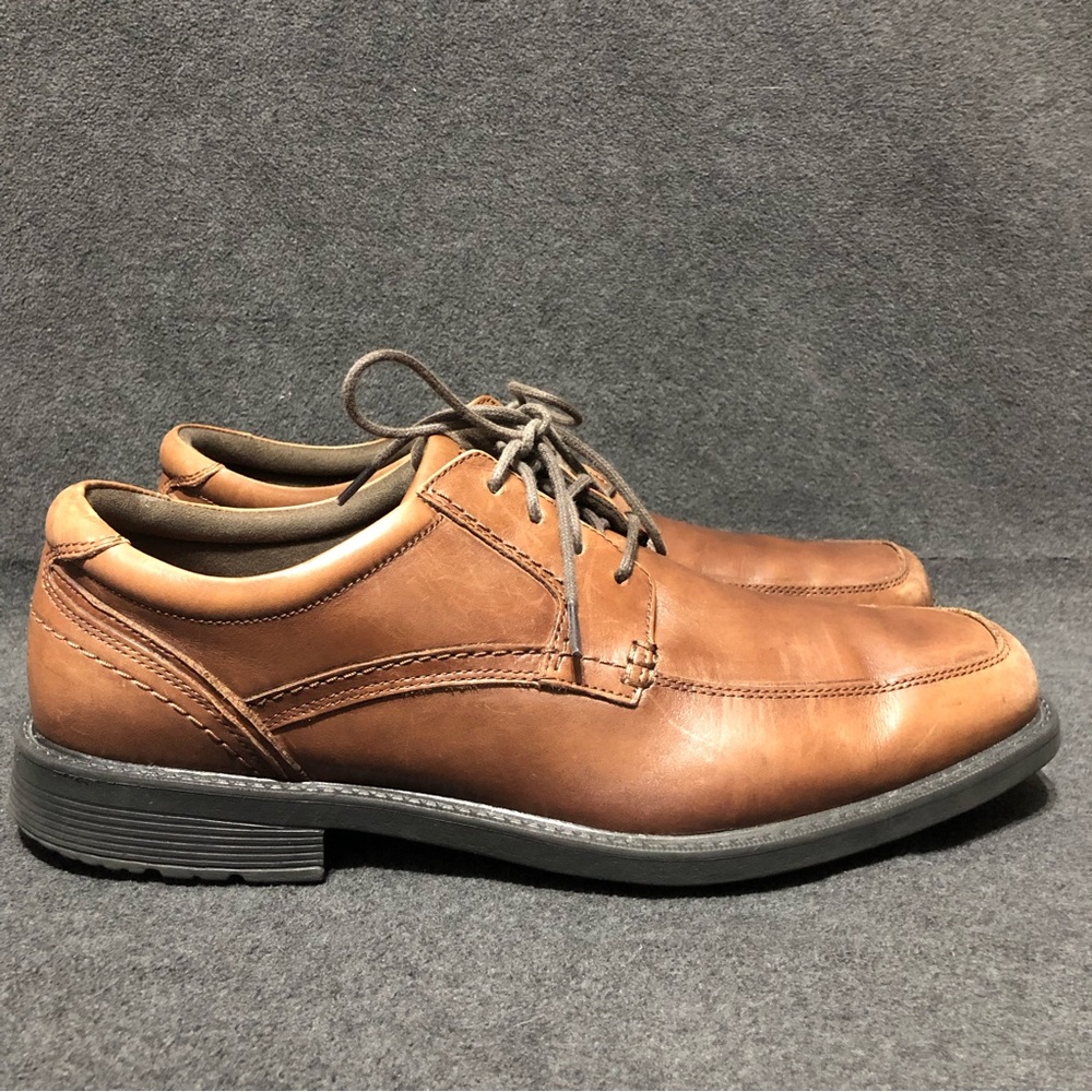 Rockport Oxford Shoes Mens 13 W Style Leader 2 Truffle Tan Leather Apron Toe